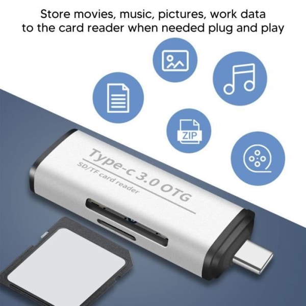 HURRISE 3 in 1 USB-minneskortläsare - Ultra Slim - Micro Storage Card - USB C - Vit