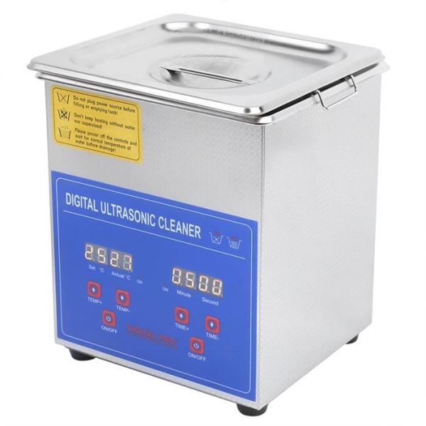 PERFEKT Digital Ultrasonic Cleaner i rostfritt stål 2L Ultra Sonic Badvärmare Timer EU-kontakt 220V
