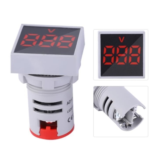 BEL AC20-500V LED-indikatorlampa Mini Digital LED-display fyrkantig voltmeter Signallampa (röd)