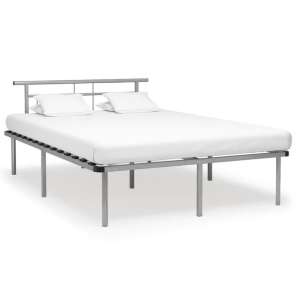 Sängstomme i grå metall 140x200 cm - HURRISE - Klassisk - Tidlös - Lamell