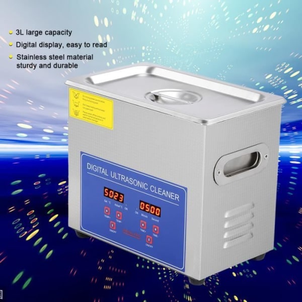 BEL Ultrasonic Cleaner Tank för rostfritt stål Digital elektrisk timer 3L