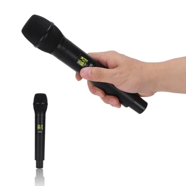 BEL-7696830422674-Handhållen mikrofon Uppladdningsbar trådbunden mikrofon, UHF handhållen trådbunden mikrofon med batteristöd för video