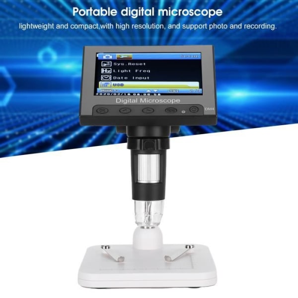 USB digital elektronisk förstoringsglas videomikroskop DM4 1000X 2.0MP 4.3in 8 LCD-skärm - HURRISE
