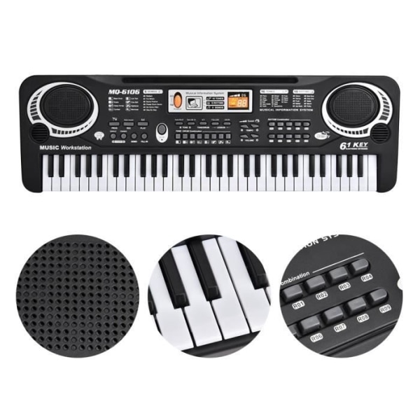 CEN 61 tangenter Elektriskt piano Keyboard Instrumentleksak med mikrofon för barn EU-kontakt 100‑240V