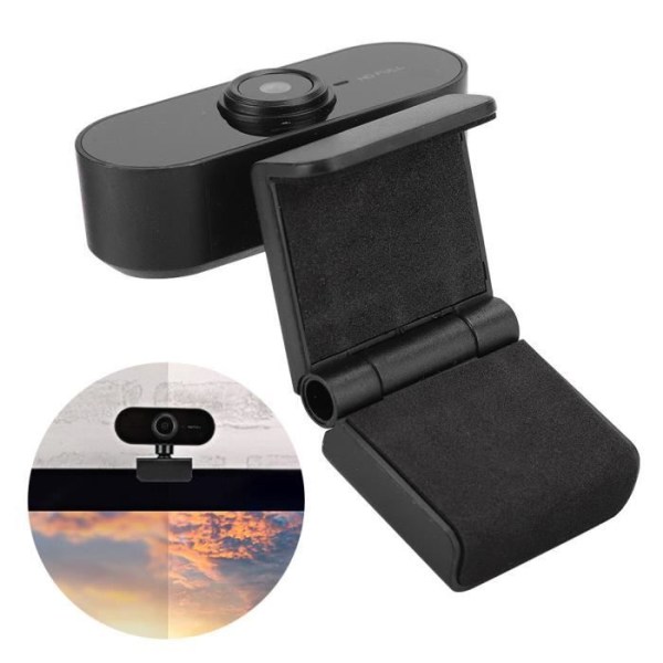 HURRISE Kamera 1080P datorkamera med mikrofon Desktop USB Free-Drive webbkamera för videosamtal (svart)