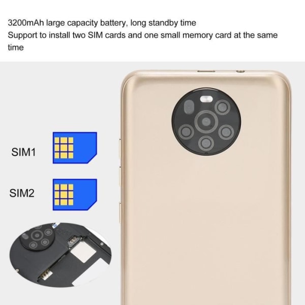 HURRISE Mate48 Pro Smartphone - Ansiktsigenkänning - Dubbel kamera - Stort förvaringsutrymme - Vit