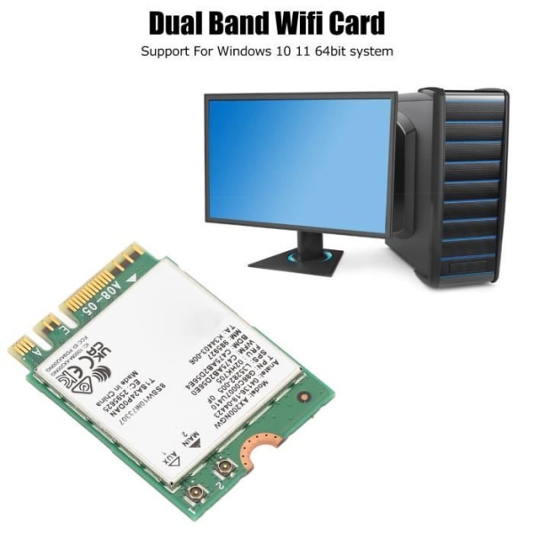 Fdit Wifi Card 6 Nätverkskort NGFF WIFI6 Bluetooth 5.1 2.4G 574Mbps 5G 2400Mbps Dual Band Wireless Network Card för Windows