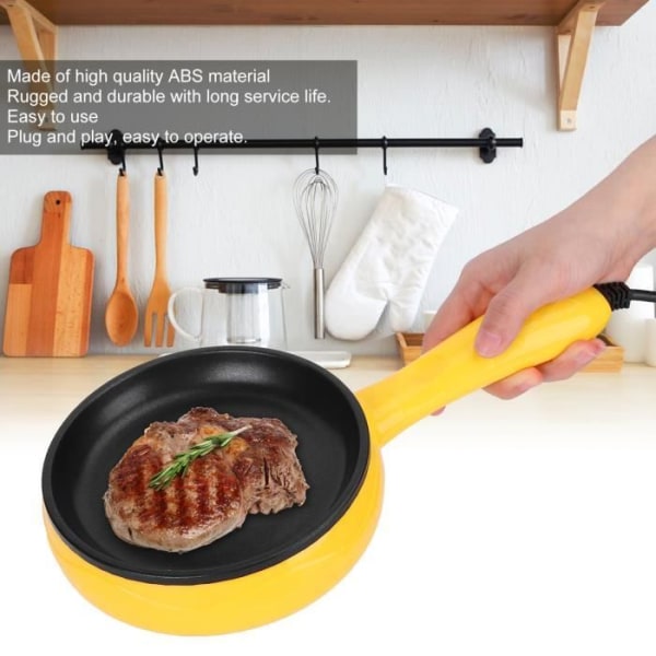 HURRISE Elektrisk stekpanna 350W Mini Stekpanna Non-Stick stekt stekpannkaka Äggpanna med träspatel EU-kontakt 220V