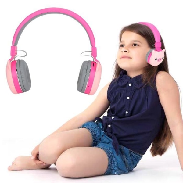 BEL-7423055054294-i-örat hörlurar för barn Hörlurar för barn söta djur Bluetooth 5.0 ljud Little Red Pig