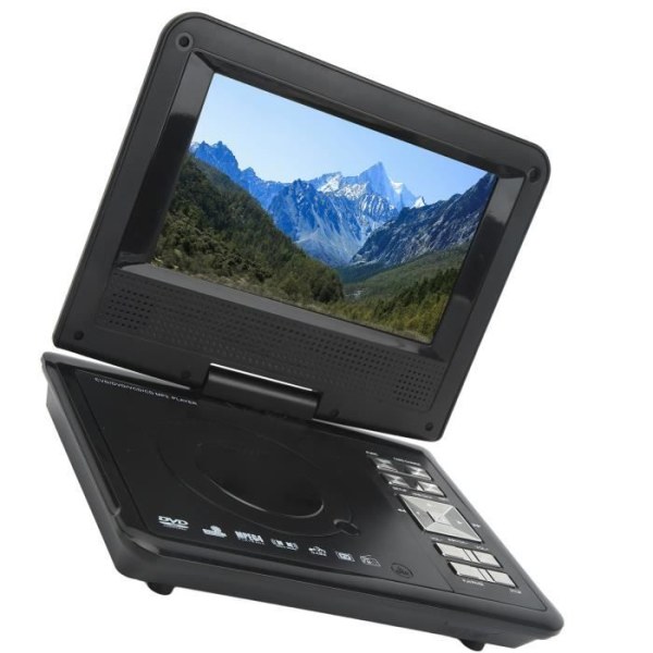 HURRISE Car DVD-spelare Bärbar DVD-spelare 1080P 7-tums HD-svängbar skärm Stöd för USB-minneskort