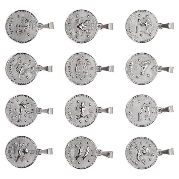 HURRISE hänge tillbehör 12 st zodiac hänge rostfritt stål tillbehör set handgjorda halsband smycken