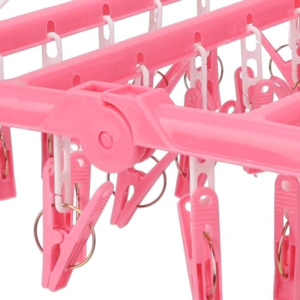 ZJCHAO Tvättställ Hushåll 32 clips Vikbar torktumlare Hängare Strumpor Underkläder Torkställ (rosa)
