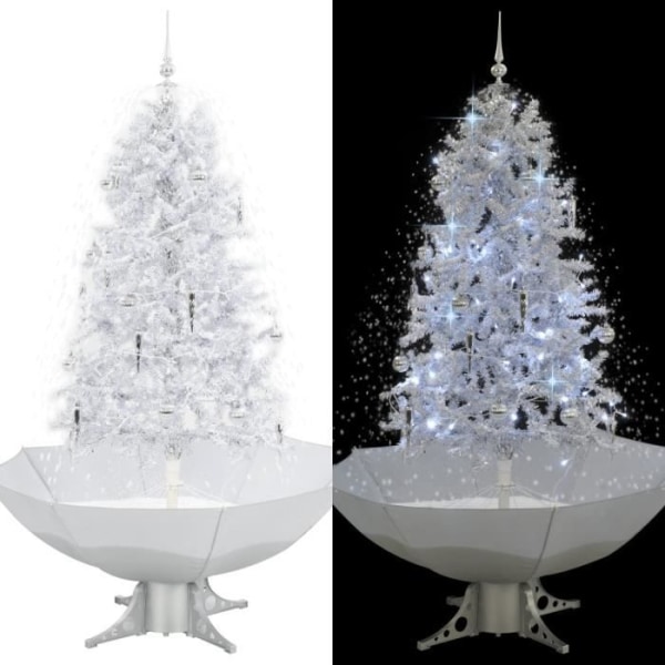 BEL Snowy Christmas Tree Distinkt snöfallsdesign med paraplybas Vit 170 cm med 72 grenar 9145839233616