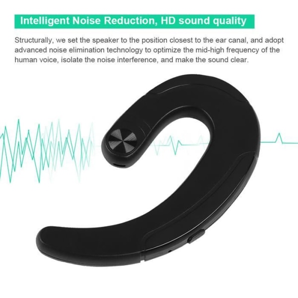 HURRISE Stereo öronkrok Headset Trådlös Bluetooth hörlurar Stereo öronkrok med mikrofon (svart)