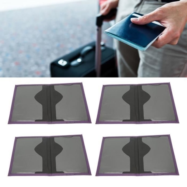 (Lila)4 delar passplånbok Vattentät passhållare PU-läder