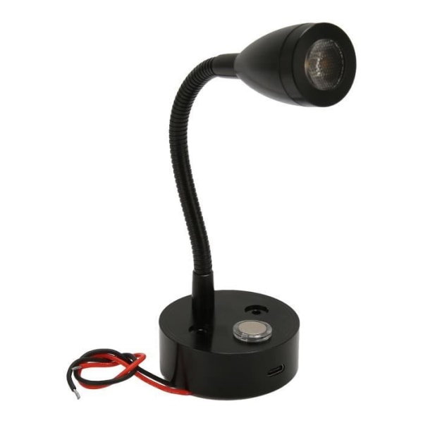HURRISE RV LED Sänglampa LED Sänglampa för Camper, USB Typ C, 3 färgtemperaturer, DIY Pocket Black
