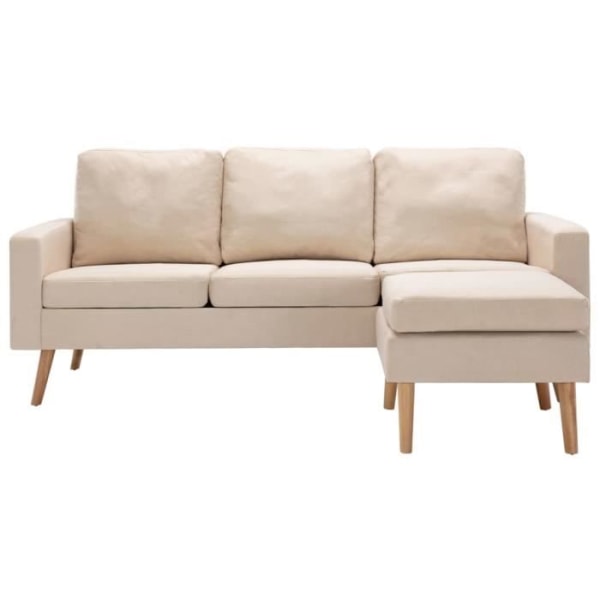 WEI 3-sits soffa - Krämtyg - Armstöd - Soft Comfort