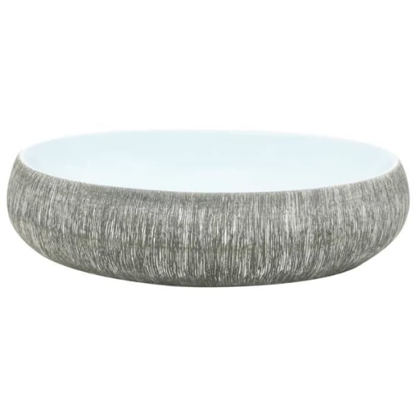 BEL-7416653547060-Oval grå och blå bänk tvättställ 59x40x15 cm keramik