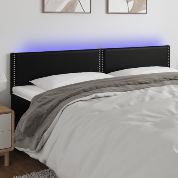 LED sänggavel svart 160x5x78/88 cm konstläder - FDIT - Klassisk - Tidlös