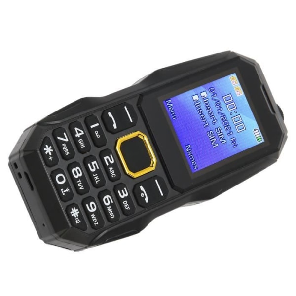 HURRISE Mobiltelefon med stor knapp Olåst Senior Mobiltelefon 2G GSM Dubbelt SIM-kort gps-telefon Svart EU-kontakt