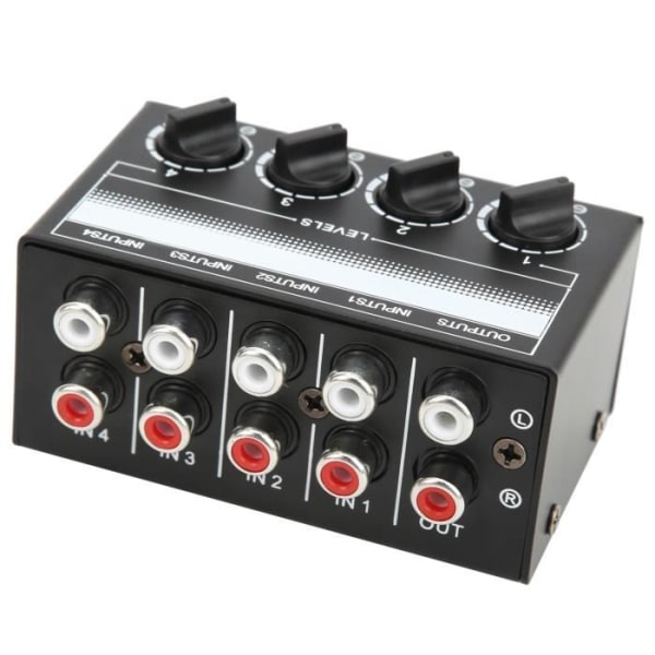 BEL-7643669978445-Passiv Stereo Mixer Stereo Mixer Mini 4-kanals passiv ljudsignalkoncentrator för utrustning