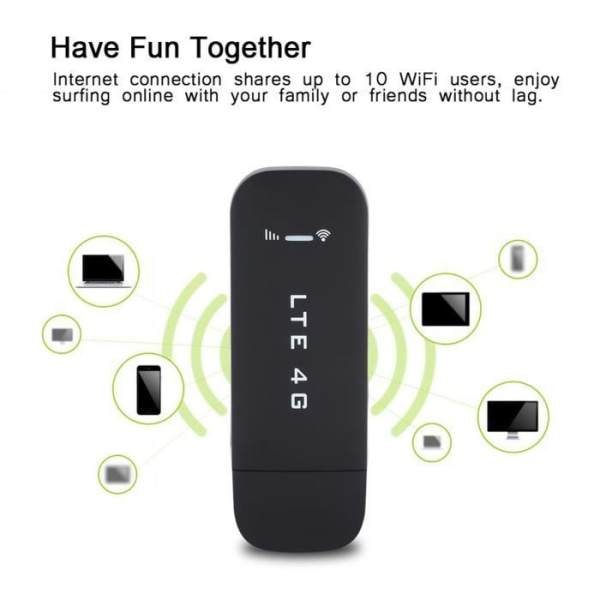 Duokon 4G WiFi Router Bärbar 4G LTE USB WiFi Router Smart Pocket Mobile Hotspot trådlös nätverksrouter (med WIFI)
