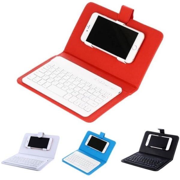 Bluetooth Trådlöst mobiltelefontangentbord med Pu-läderfodral Mini Portabelt datorläderfodral i aluminium utan