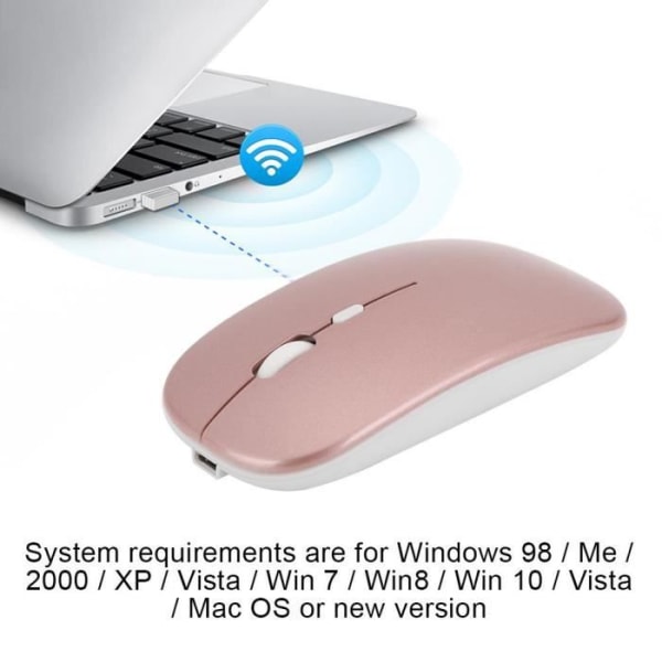 CEN trådlös Bluetooth + 2.4G Dual Mode Mouse för Windows 98 - Me - 2000 - XP - Vista - Win 7 - Win8 (Rose Gold)
