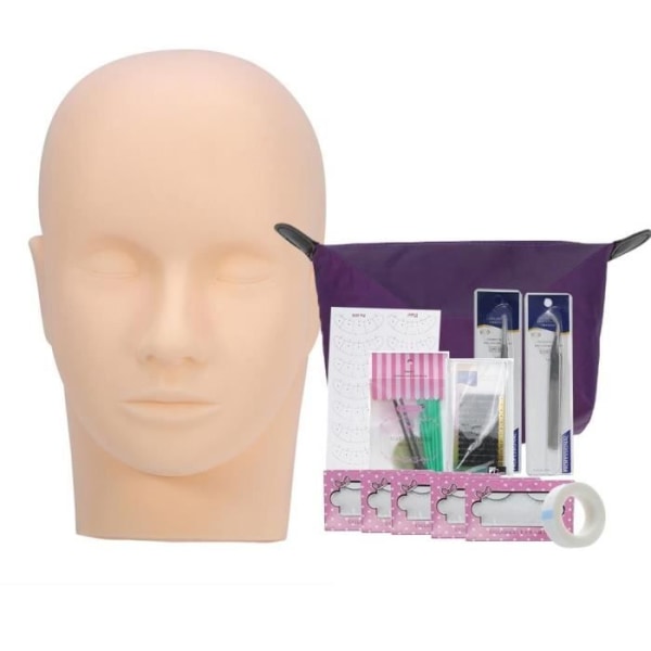 Akozon Professional One Training Head False Eyelashes Practice Kit Model
