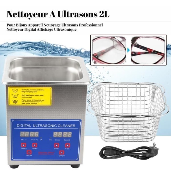 BEL 2L rostfritt stål Digital Ultrasonic Cleaner Ultra Sonic Bath Heater Timer-10