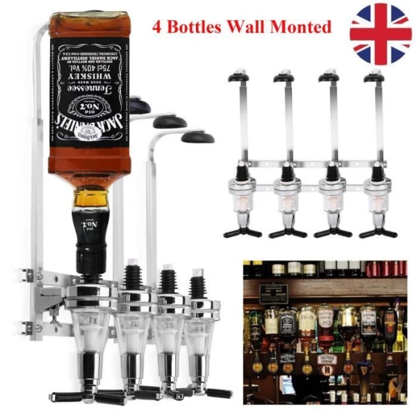 Flaskhållare Vin Alkohol Dryckesautomat Wall Bar Pro Steel För 4 flaskor