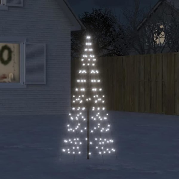 BEL-7416653548814-Ljus julgran på flaggstång 200 LED vit 180 cm