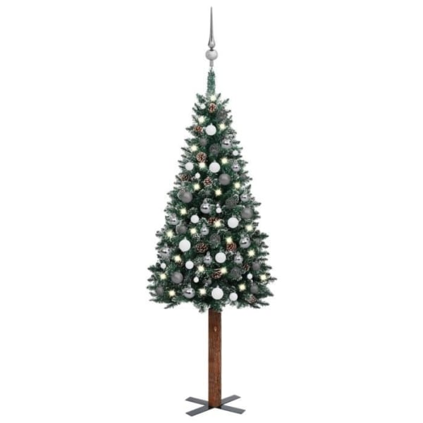 Smal julgran med LED och bollar Grön 150 cm BEL-7016694078655