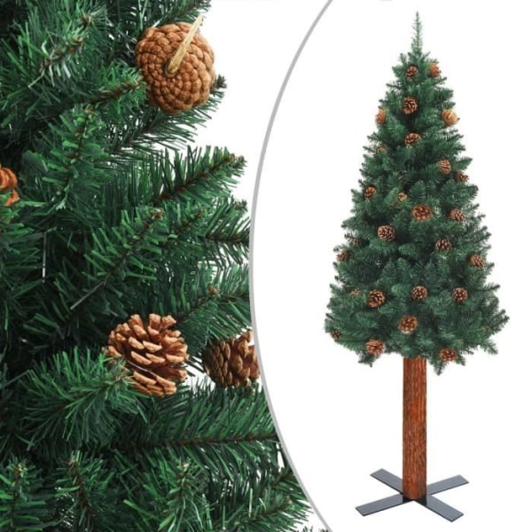 LED julgran och äkta trä och kottar Grön 180cm BEL-7323775740876