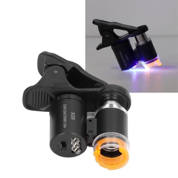 HURRISE 60X HD telefonmikroskop med UV-ljus och ABS-material