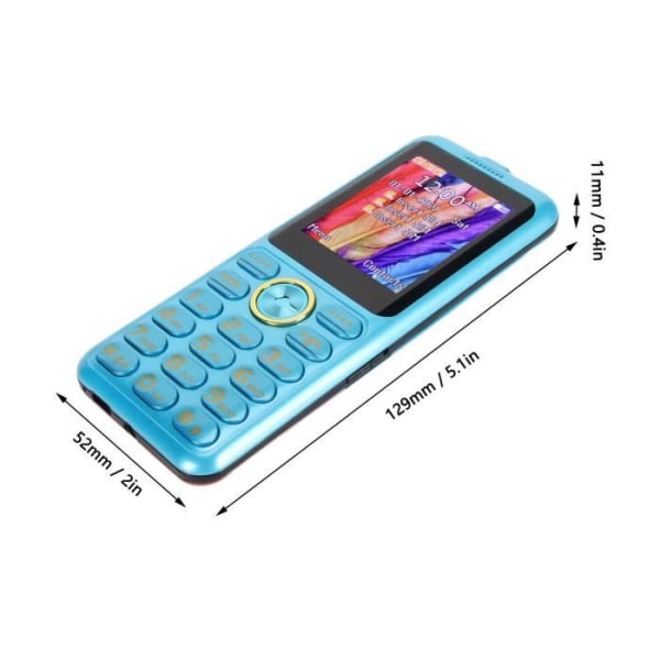 HURRISE 2G-telefon W22 2G GSM-telefon grundläggande telefon olåst stor knapp 3sim 3 standby-ljud gps bärbar blå EU-kontakt
