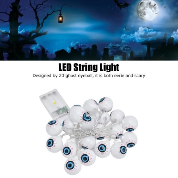 HURRISE Ghost String Lights 20LED String Light 9,8ft Halloween Ghost Eyeball String Light Sovrum Jul String Light för