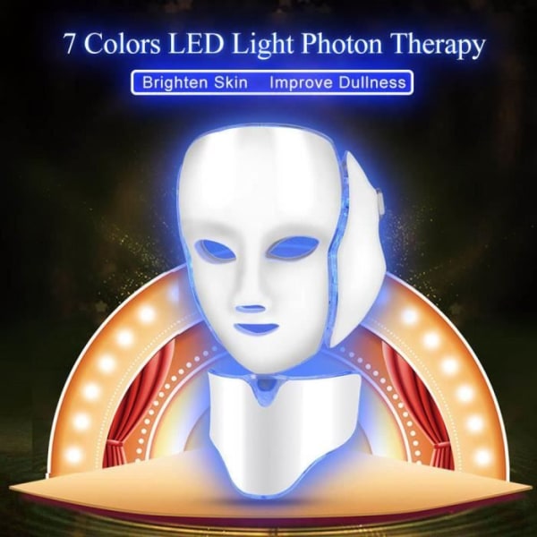 Tbest LED ansiktsmask 7 färger foton LED ansiktsmask hals mot rynkor akneborttagning Hudföryngringsmaskin