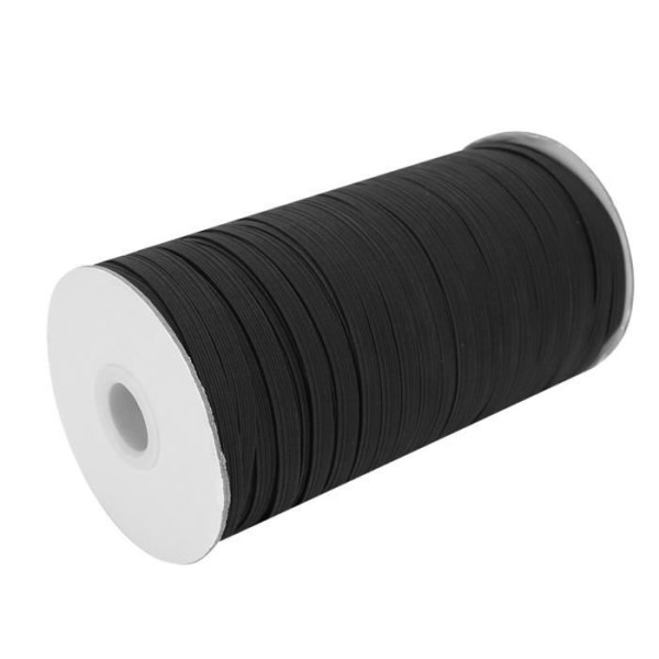 BEL 0,6 cm 90 m rull platta elastiska sladdar Stretchiga trådar Kabel för gör-det-själv-tyghantverk (svart)