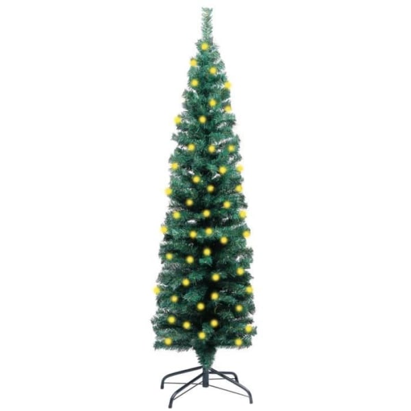 Smal konstgjord julgran och LED och stativ Grön 150cm PVC BEL-7323775740777