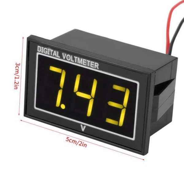 Hundra 1st digital 0,56 tums LED-skärm, vattentät DC voltmeter spänningsmätarepanel (2,5-30V, gul)