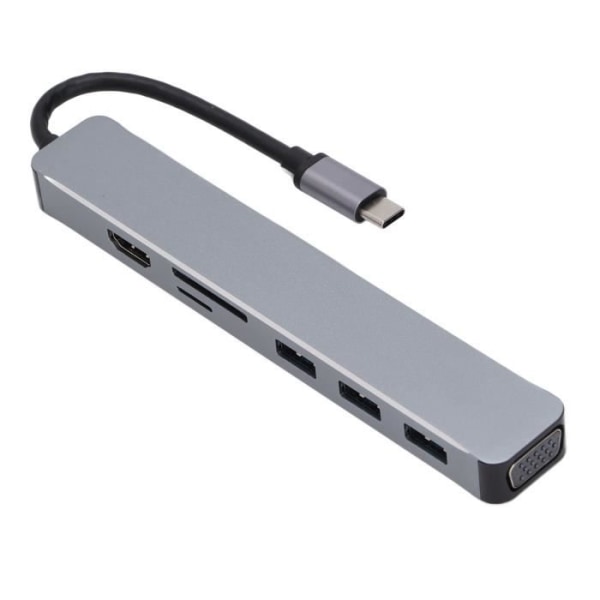 HURRISE Dockningsstation Typ C HDMI USB 3.0 7 i 1 - Snabb överföring - 4K-bildkvalitet - Kompatibel USB-nyckel Extern hårddisk