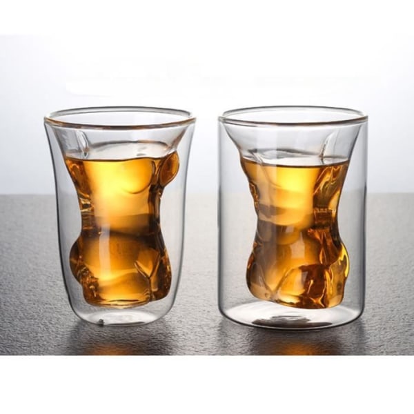 HURRISE ölmugg i glas Kroppsformad glasmugg, dubbelt lager, öl, whisky, bordsmugg Kroppsformad man