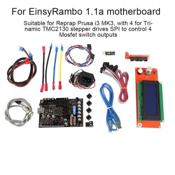 HURRISE Einsy Rambo 1.1a moderkort för Prusa i3 MK3 3D-skrivare med integrerad strömförsörjning