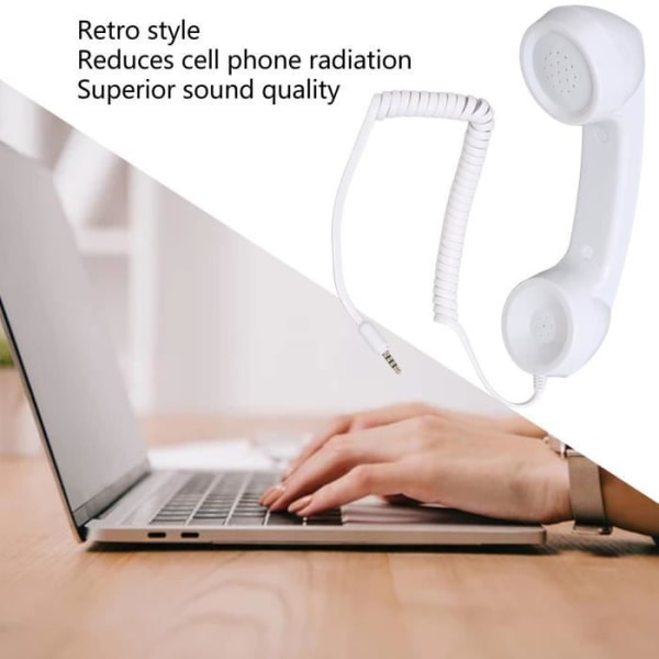 Retro telefonlur multifunktionell strålningssäker bärbar mobiltelefonmottagare (vit)