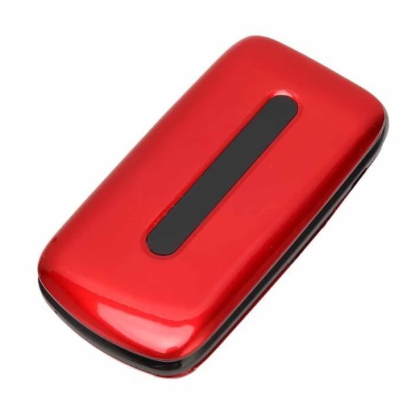 HURRISE Flip Phone 2G Flip Mobiltelefon, Dual SIM, 1200mAh, Handhållen GPS Färgskärm EU-kontakt Röd 220V