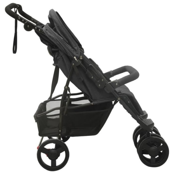 BEL-7076732201148-Tvåsitsig barnvagn antracitstål