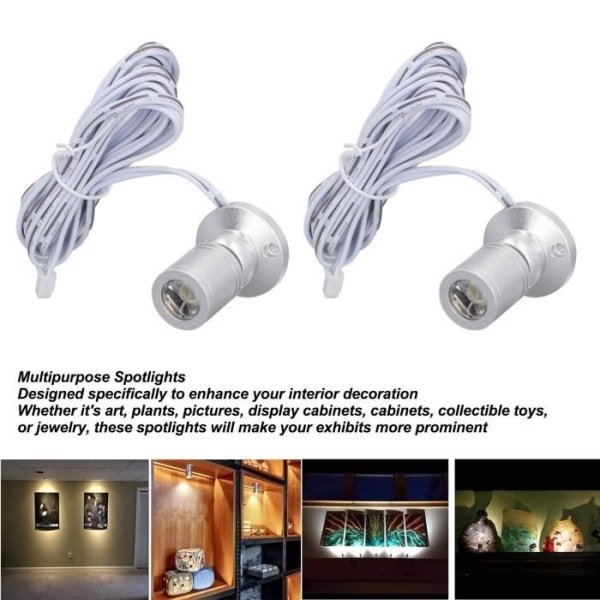 HURRISE Mini Spotlights med Dimmer Mini Dimbar Spotlight 5V Mini LED Spotlight Linne Line Silver White Light