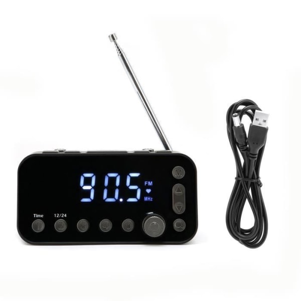 HURRISE FM-klockradio Dubbel USB-snabbladdning, snooze-funktion, insomningstimer, videoljudklockradio