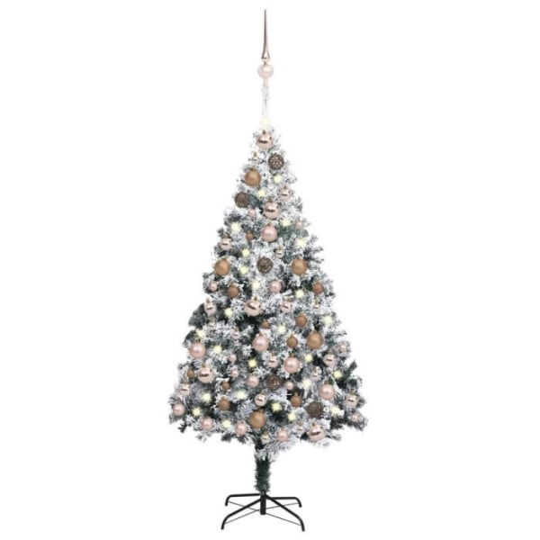 Konstgjord julgran med LED och bollar Grön 180 cm PVC BEL-7016694081334